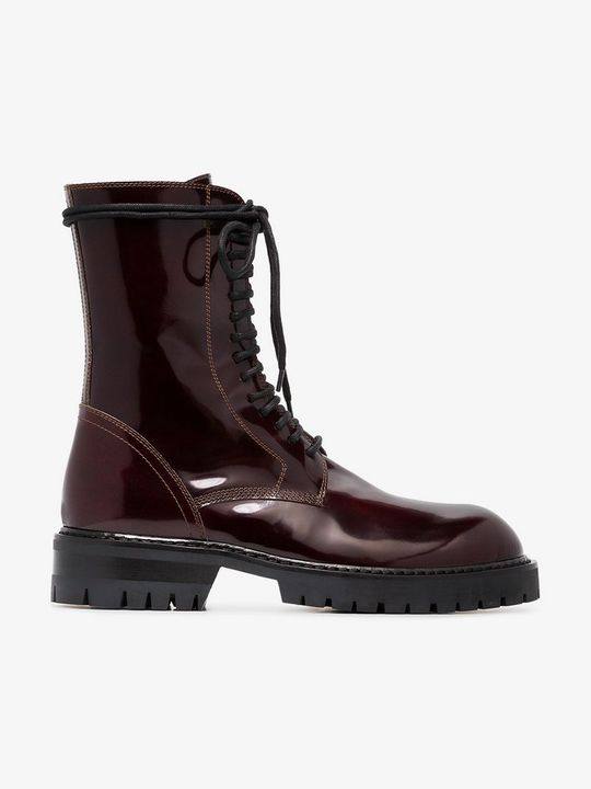 burgundy 50 lace-up leather boots展示图