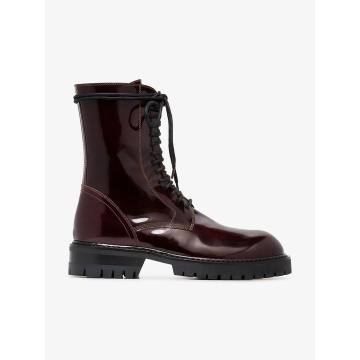 burgundy 50 lace-up leather boots