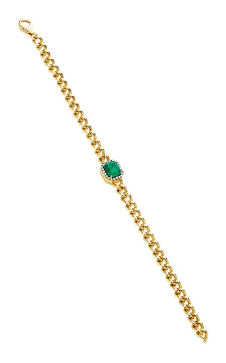 Limited Edition Yellow Gold Toujours Large Link And Emerald Bracelet展示图