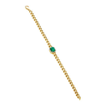 Limited Edition Yellow Gold Toujours Large Link And Emerald Bracelet
