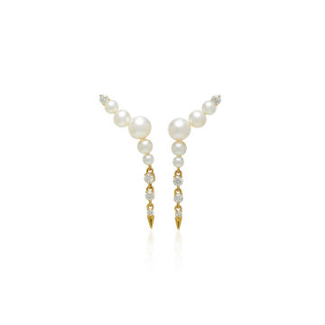 Yellow Gold Prive Pearl Ear Climbers