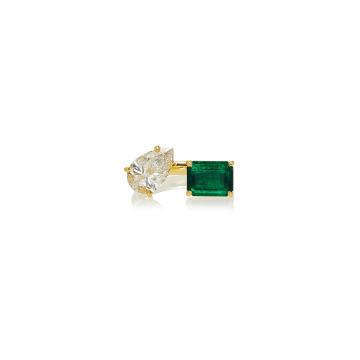 One Of A Kind Emerald And Diamond Open Ring