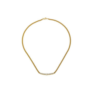 Yellow Gold Toujours Chain And Diamond Bar Necklace