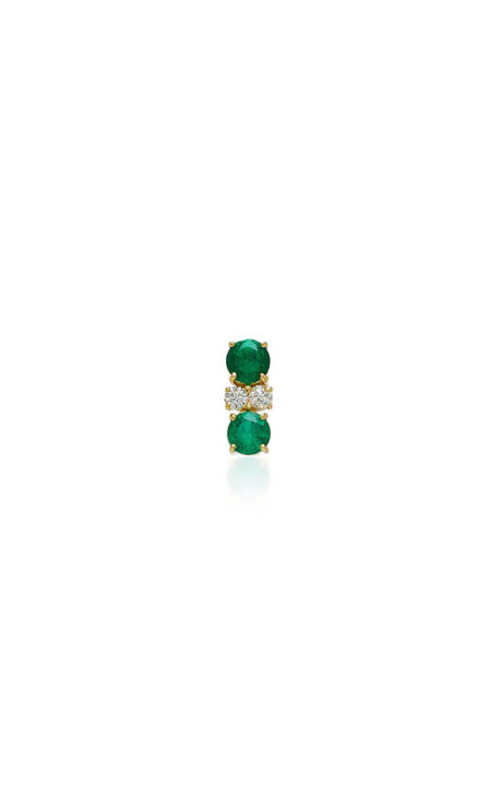 Single Prive Double Emerald And Diamond Stud展示图