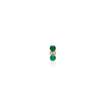 Single Prive Double Emerald And Diamond Stud