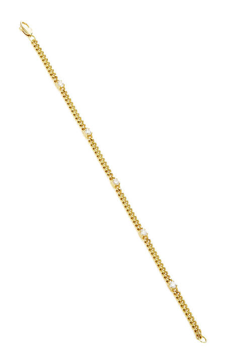 Yellow Gold Toujours Small Link And Diamond Bracelet展示图