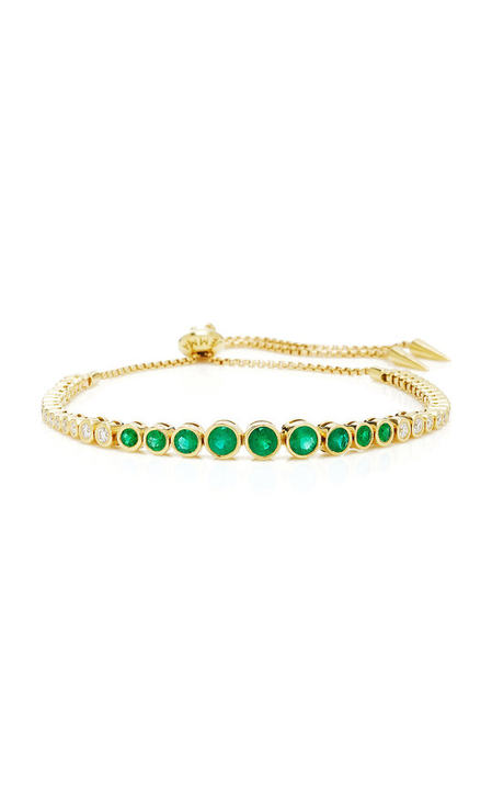 Yellow Gold Prive Luxe Bezel Emerald Slider Bracelet展示图