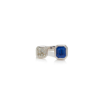 M'O Exclusive: One-Of-A-Kind Ceylon Blue Sapphire And Diamond Open Ring