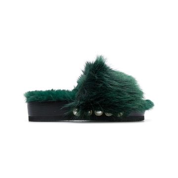 JEWELED ECO-FUR SLIDES