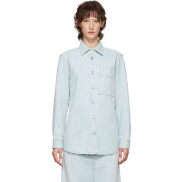 Blue Blå Konst Denim Tar Shirt