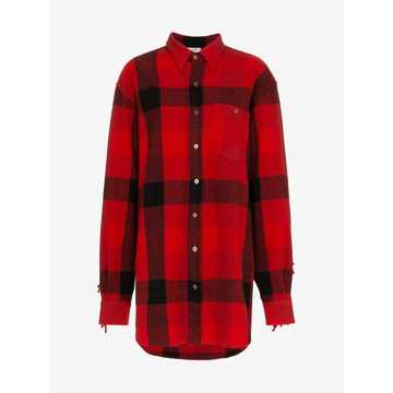 Oversized Check Print Wool Shirt