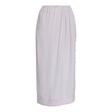 Lilac Silk Crepe De Chine Pencil Skirt With Side Placket