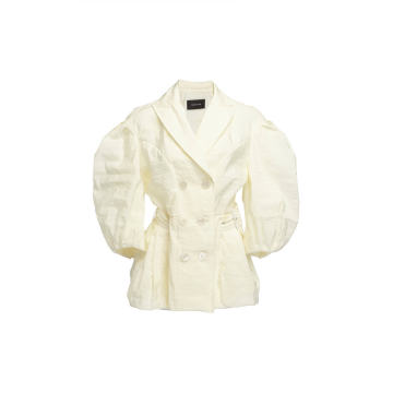 Ivory Paper Double Belted Double Breasted Jacket