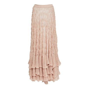 Ruffled Linen And Cotton Skirt