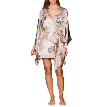Floral Silk Short Robe
