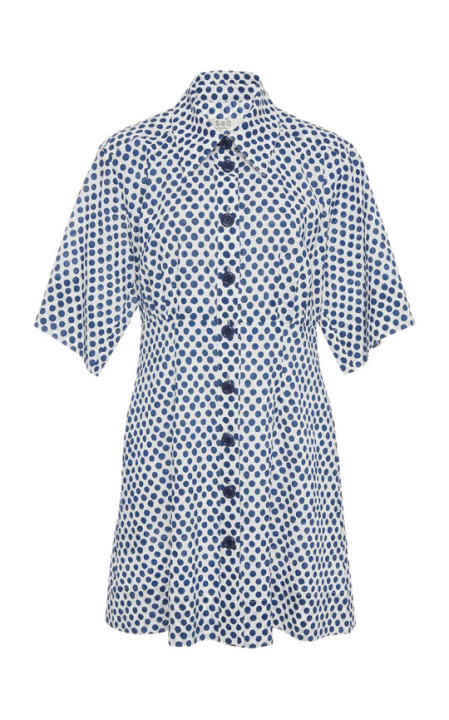 Polka-Dot Cotton Shirt Dress展示图