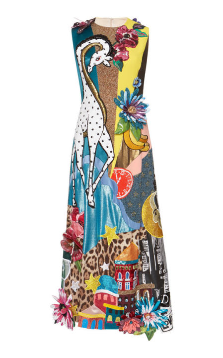 Mixed-Print Patchwork Midi Dress展示图