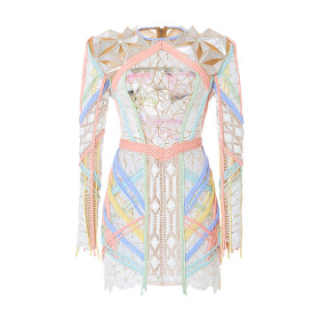 Crystal Embroidered Crepe Dress