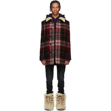 Red Check Shearling Coat