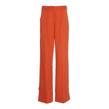 Daria Stepped Straight-Leg Crepe Pants