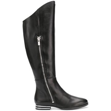 striped heel knee boots