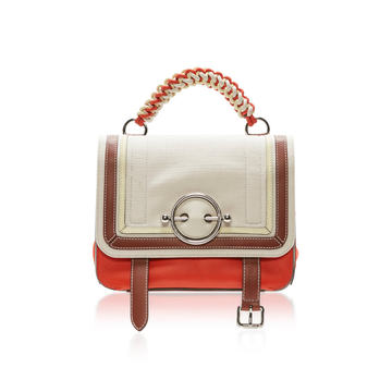 Disc Satchel Color Block Leather Bag