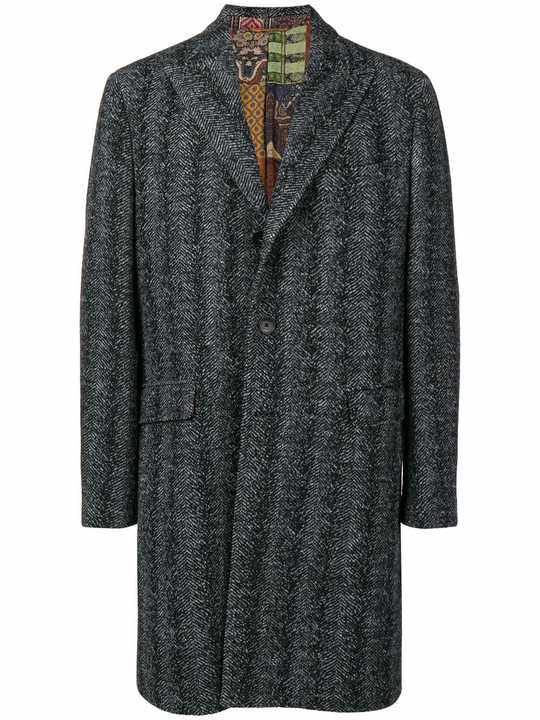 herringbone single-breasted coat展示图