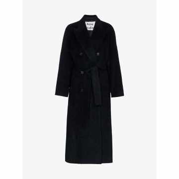 double-breasted wool blend coat