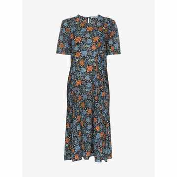 floral print pleated midi dress