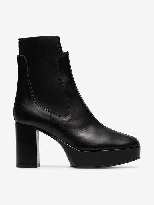 Pull-on 95 platform leather ankle boots展示图