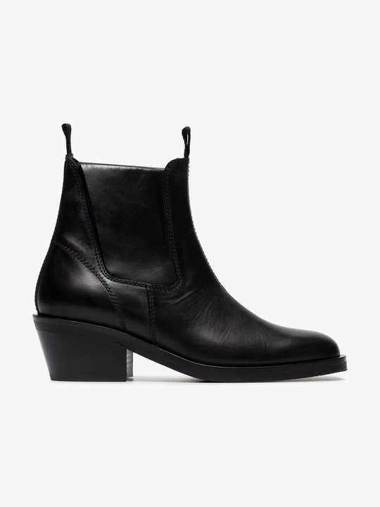 Pull-on 45 round-toe leather ankle boots展示图