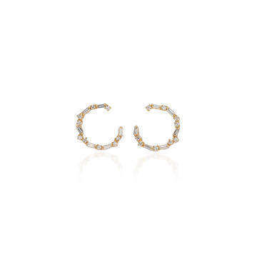 18K Gold Diamond Hoop Earrings