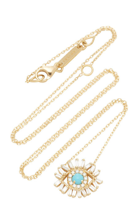 18K Gold, Diamond and Turquoise Necklace展示图