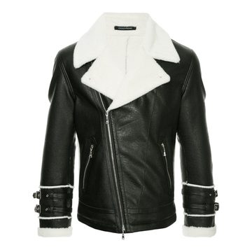 faux fur trim biker jacket