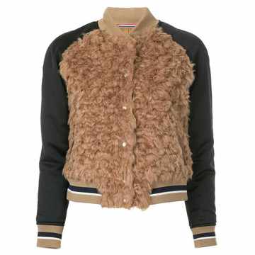 faux fur varsity jacket