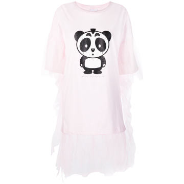 熊猫印花薄纱T恤