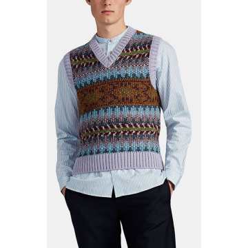 Fair Isle Reverse-Knit Sweater Vest