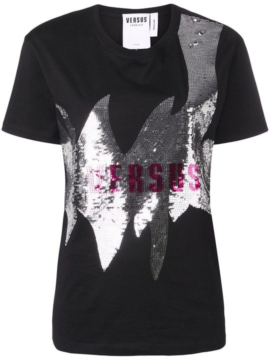 logo print sequin T-shirt展示图