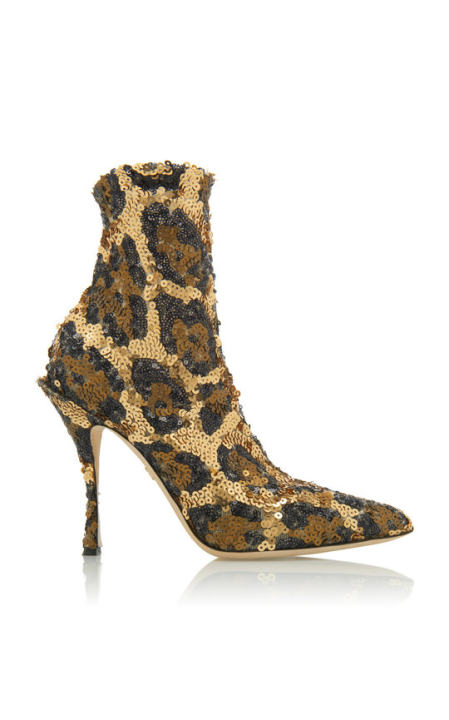 Sequined Leopard-Print Ankle Boots展示图