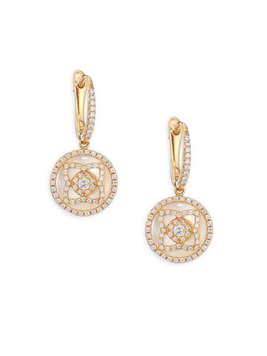 Enchanted Lotus Rose Gold, Diamond & Mother Of Pearl Sleeper Earrings展示图