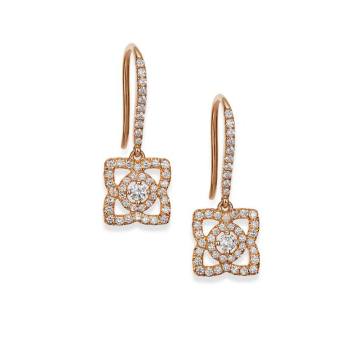 Enchanted Lotus Diamond &amp; 18K Rose Gold Drop Earrings