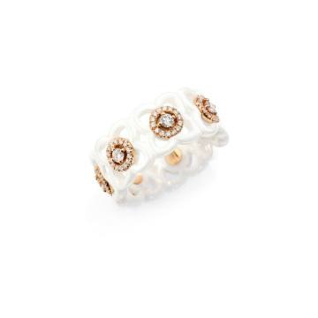 Daylight Enchanted Lotus Diamond, 18K Rose Gold &amp; White Ceramic Band Ring