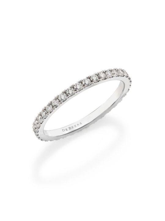 Classic Diamond &amp; Platinum Full Eternity Band Ring展示图