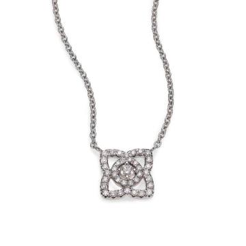 Enchanted Lotus Diamond &amp; 18K White Gold Mini Pendant Necklace