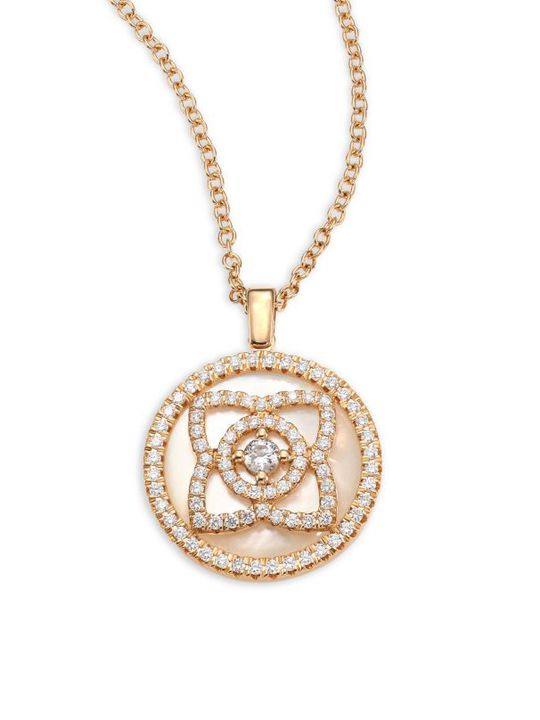 Enchanted Lotus Reversible Diamond &amp; Mother-Of-Pearl Pendant Necklace展示图