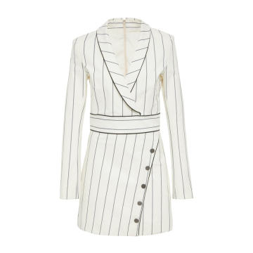 Buttoned Striped Stretch-Cotton Mini Dress