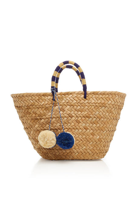 St. Tropez Pom Pom-Embellished Straw Tote展示图