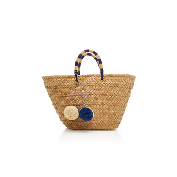 St. Tropez Pom Pom-Embellished Straw Tote