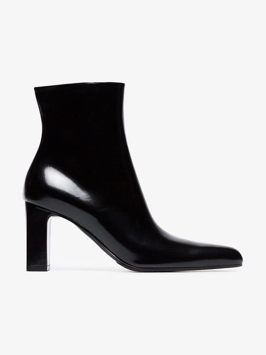 black Round 80 glossy leather ankle boots展示图