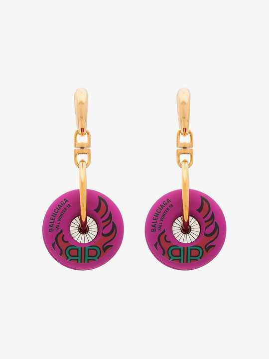 pink Wheel logo print earrings展示图